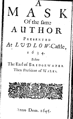 1645 Comus Title Page